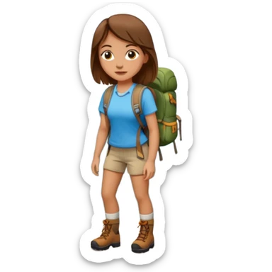 A white girl with brown hair, backpacking in the mountains sticker