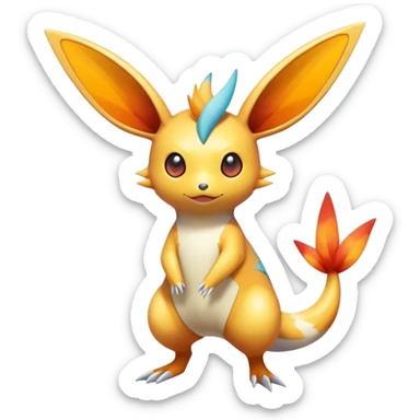 Colorful Shiny Exotic Victini-Salandit-Minccino-Emolga-Fakémon-hybrid-creature (full body)  sticker