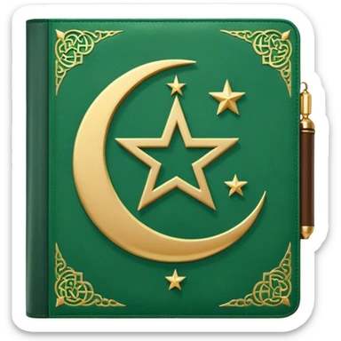 Closed Quran with the Islamic Symbol on it (moon and star) green sticker