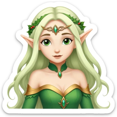 beautiful female elf with flowing hair, elegant features, graceful pose sticker