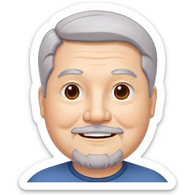 "- Nam
- 50 tuổi
- Da trắng, có nếp nhăn nhẹ
- Tóc xám
- Cười mỉm, mặt mũm mĩm, râu quai nón
" sticker