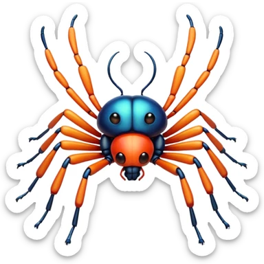 3D iPhone style emoji of a cute bug, colorful and detailed, six legs, shiny exoskeleton, isolated on white background, soft shadows, high detail, playful and cute. sticker