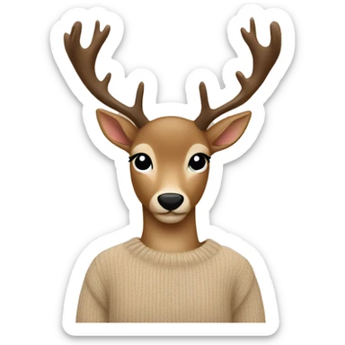 Beige sweater with deer sticker