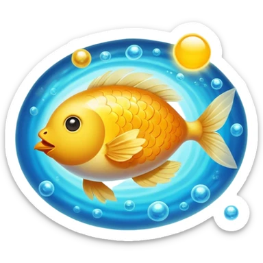 Chicken, luminous egg yolk, and bright fish floating around an ethereal open eye, whose pupil emits a golden ray toward the skin and surrounding cells. As the ray touches the body surface, layers of skin renew with warm light, revealing clarity, expanded vision, and an aura of renewal. sticker