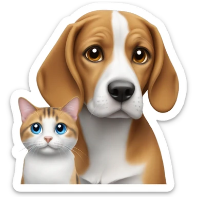 Beagle with a cat grey with blue eyes sticker