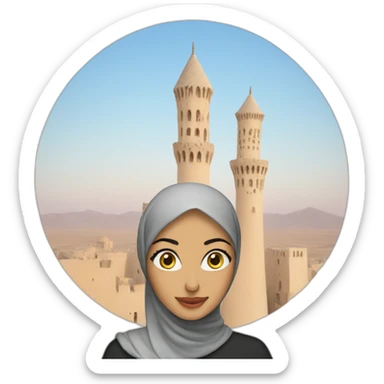 Arabic women with two tower behind her sticker