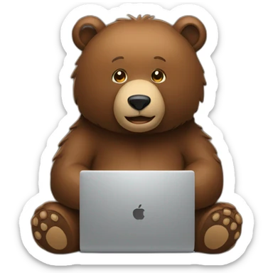 brown bear programming on a laptop sticker