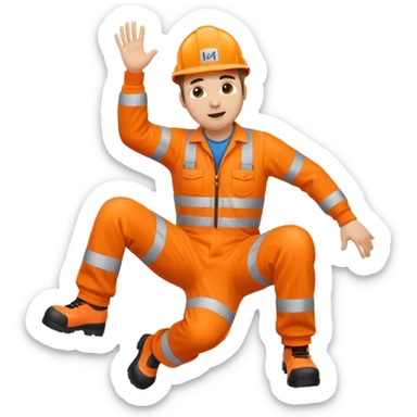 engineer hi-vis orange overalls falling over sticker
