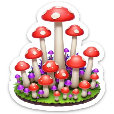 Isometric view mushroom forest sticker