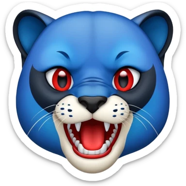 Half red half blue panther face with mouth open  sticker