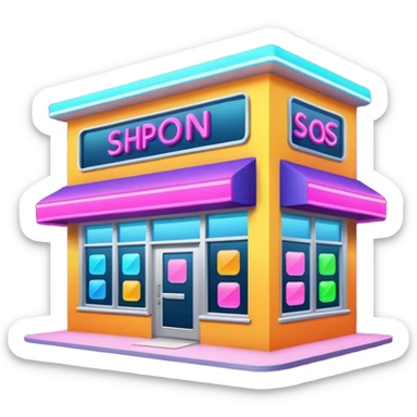 shop with neon lighting sticker