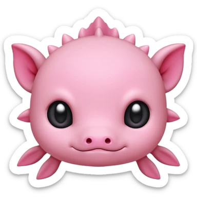 Axolotl face, chibi style, cute proportions, big eyes, simple sticker