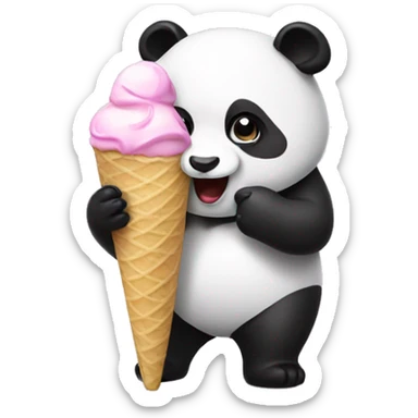 Panda eating ice cream sticker