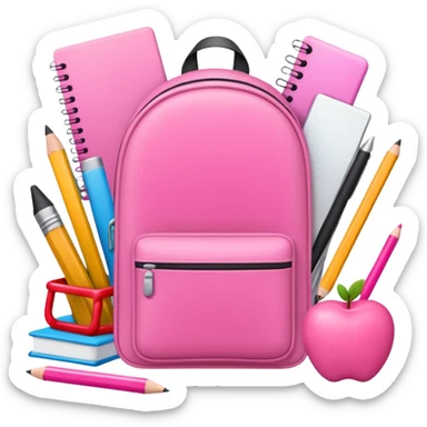 Pink school supplies sticker