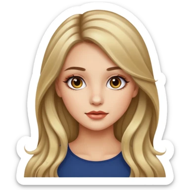 pretty girl with long hair and highlights makeup  sticker