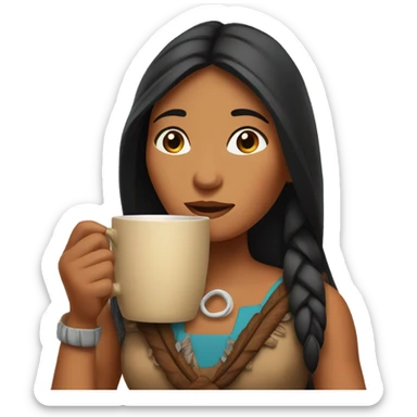 Pocahontas drinking coffee sticker