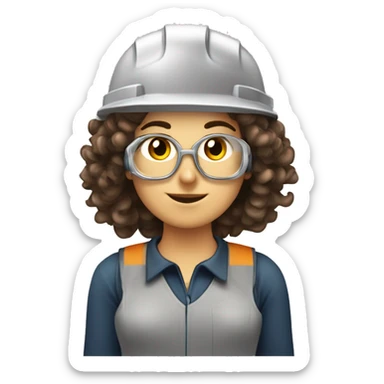 solo parte de ingeniera industrial mujer con pelo lago rizado castaño con mechones rubios y ojos grandes caferriba  sticker