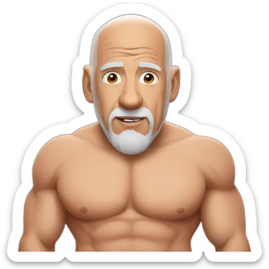 Vin Diesel as an old man, shirtless, white_goatee. Heart reaction sticker