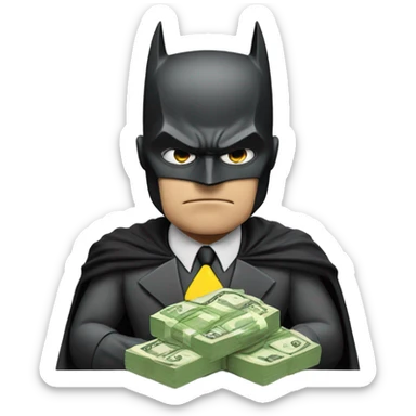Batman offering stack of money serious face sticker