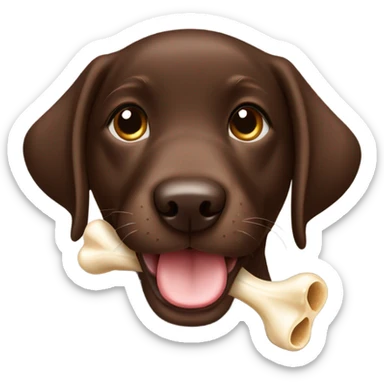 Chocolate lab puppy celebrating success with bone sticker