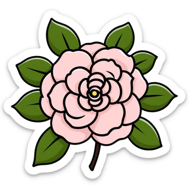 elegant red camellia japonica with glossy petals sticker