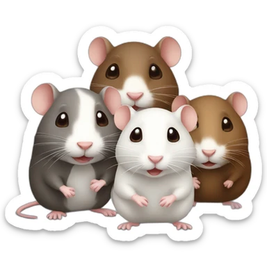 Three cute rats, one white, the other two brown sticker