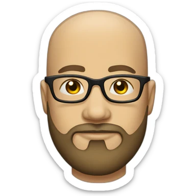 Bald bearded man in glasses with tattoos sticker