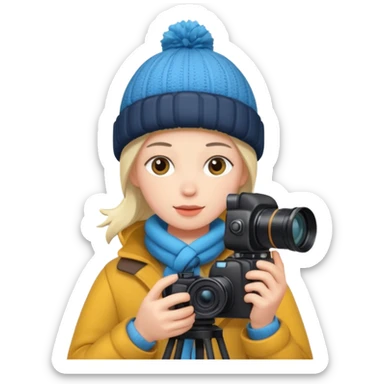 fotographer with winter clothes sticker