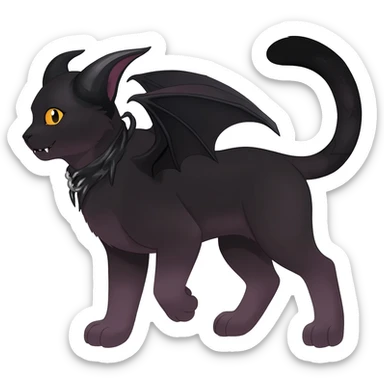Dark Vampiric Black Lykoi-Caracal-Bat-Litten-Torracat-Noibat-Hybrid (Full body) sticker