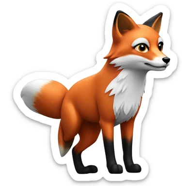 red fox with black and white accents sticker
