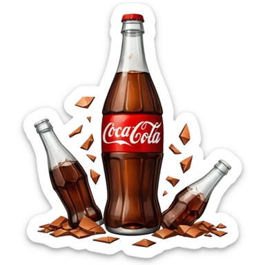 bottle of coca cola broken in the middle sticker