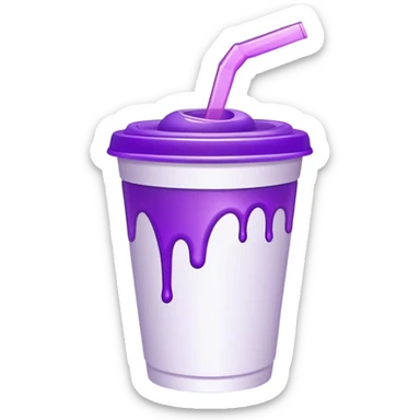 double styrofoam cup with purple  sticker