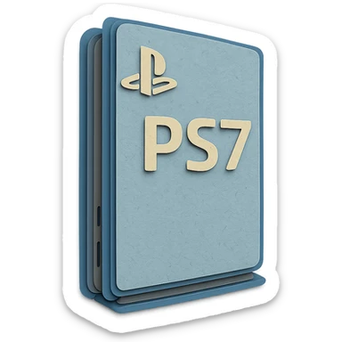 paper craft style PlayStation 7 console with layered paper look sticker