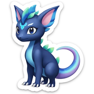 Rainbow crystalic Shiny pastel Nebulae Salandit-Meowstic-Noibat-Fakémon-hybrid-creature (full body)  sticker