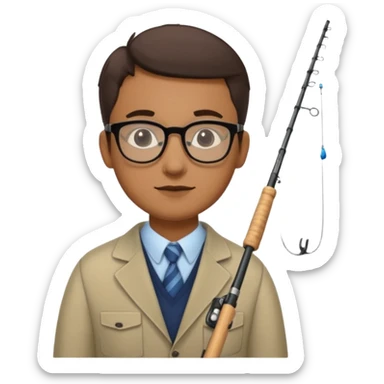 Accountant who wears glasses and loves fishing with lighter skin and bold spot sticker