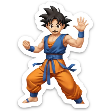Mustached son goku in Kamehameha pose sticker