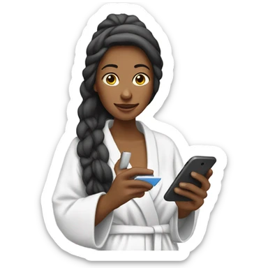 woman in a bathrobe texting  sticker