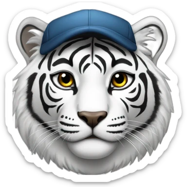 White tiger wearing a cap sticker