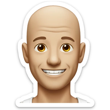 A hairless man smiling sticker