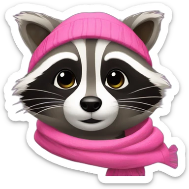 raccoon with a pink scarf  sticker