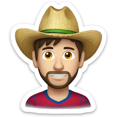 Messi con polera boliviana y con sombrero de paja sticker