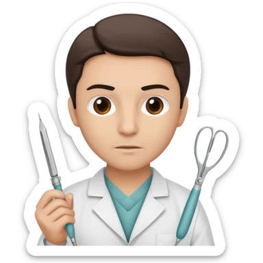 neurosurgeon holding scalpel and forceps sticker