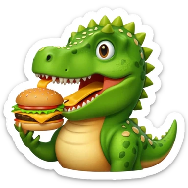 dinosaur eating cheeseburger sticker