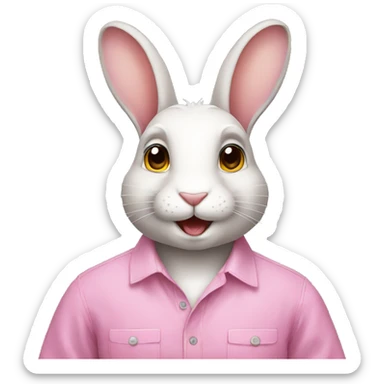 Rabbit wearing a pink shirt  sticker