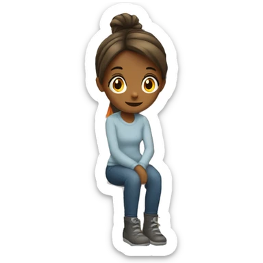 Girl sitting by the fireplace  sticker