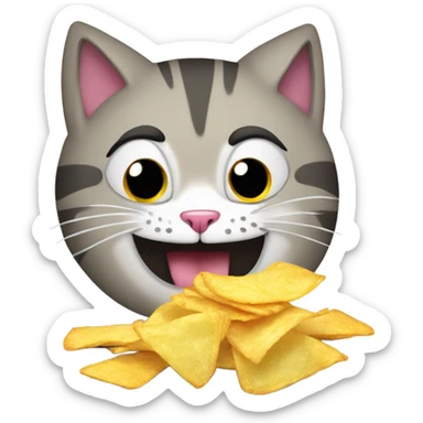 Cat strangling a bag of chips sticker