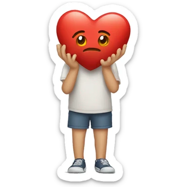 Un corazón con manos y pies triste  sticker