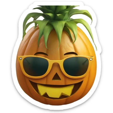 jack o lantern wearing pineapple sunglasses sticker