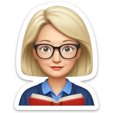 Catherine is 53 years old, she live with her husband and she is a literature teacher sticker