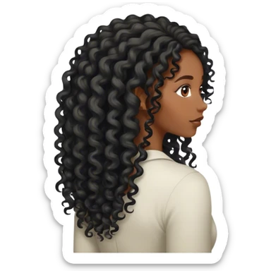 Black long curly hair lady from the back sticker
